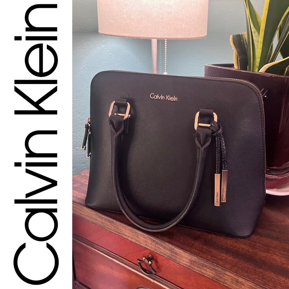 CALVIN KLEIN Josie Medium Satchel Bag in Black